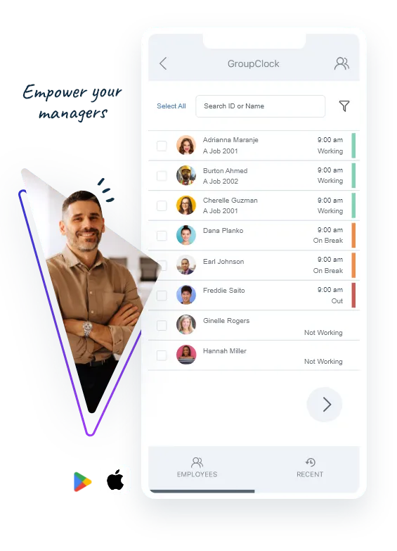 Clock in an entire crew at once from the mobile app