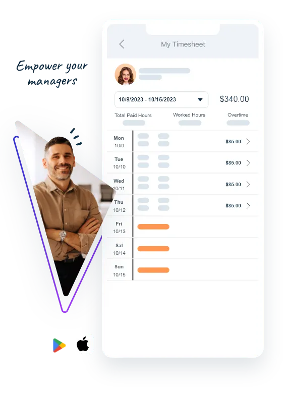 Employee self-service view of hours and schedules